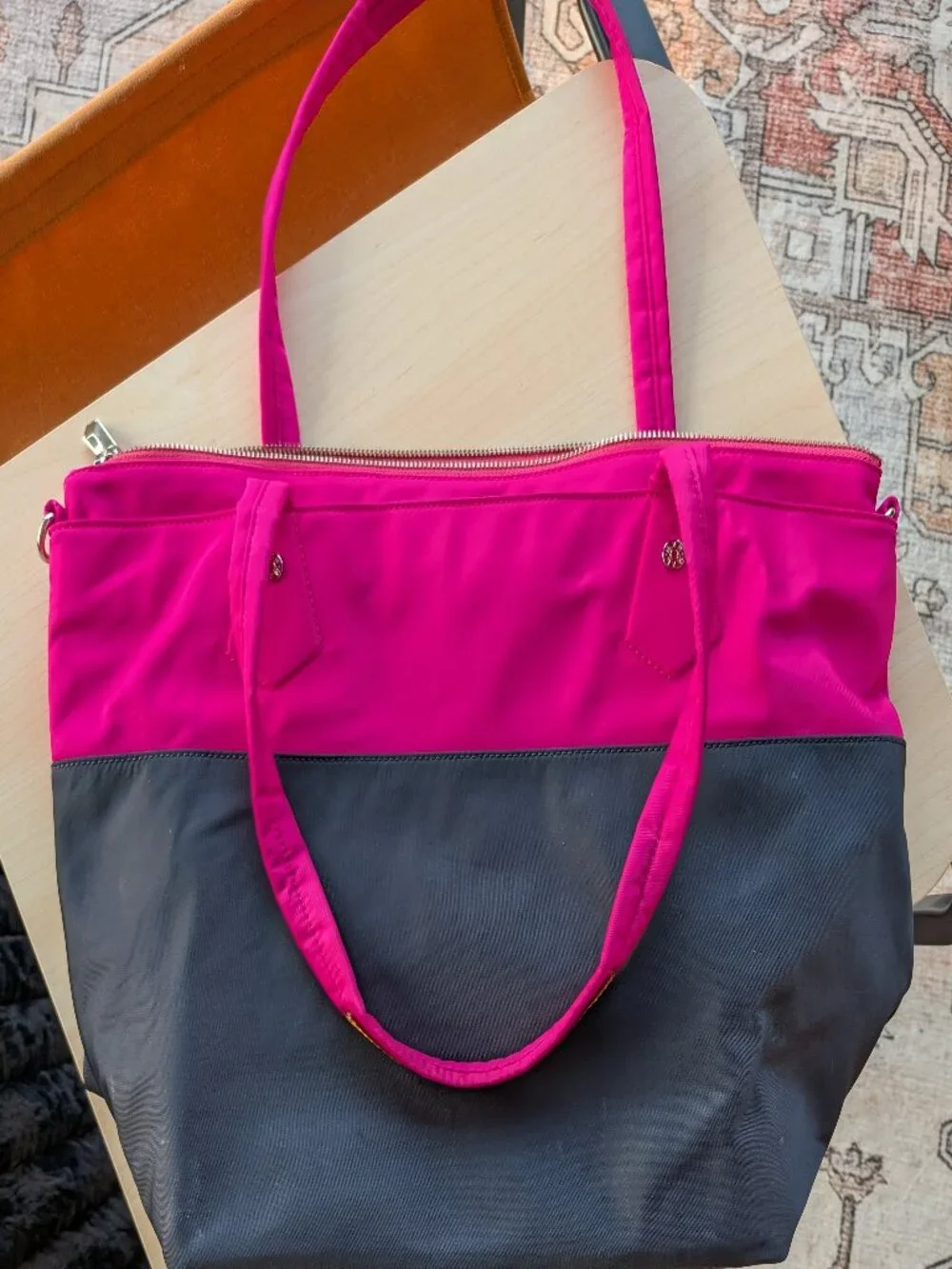 MZ Wallace Large Black/Pink Nylon Work Bag